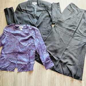 Randolph Duke 3-Piece Gray Pinstripe Blazer&Skirt Set